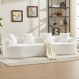 English Elm Curved Chenille Loveseat with Memory Foam Cushions for Compact Living Spaces Beige W2915S00083