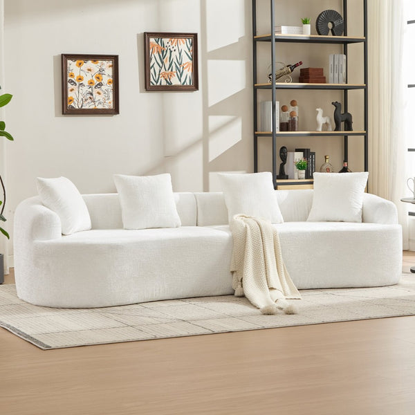 English Elm Curved Chenille Loveseat with Memory Foam Cushions for Compact Living Spaces Beige W2915S00083