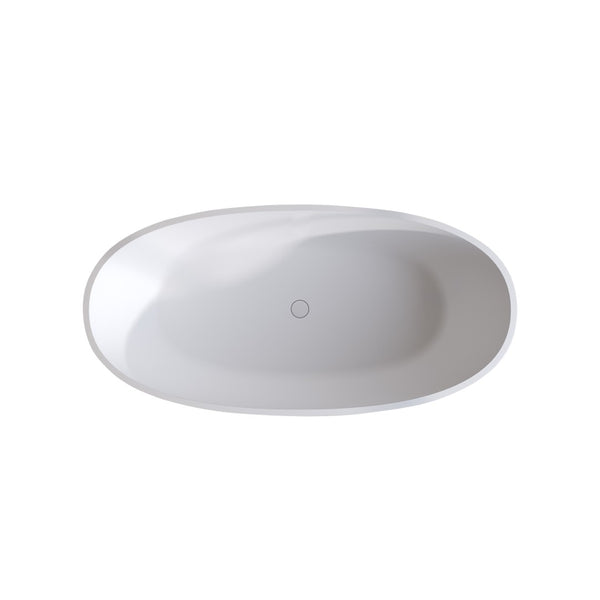 English Elm 59'' Freestanding Resin Stone Soaking Tub Sculptural Matte Finish with Overflow Drain W2753P191209