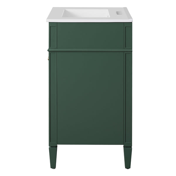 English Elm 24" Bathroom Vanity with Ceramic Basin, French-Inspired Accent Carvings, Soft-Close Doors & Storage Green N710P293309F