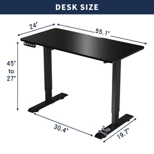 English Elm 55"×24" Electric Sit Stand Desk Steel Frame with Memory Presets and Usb-c Charging Port Black W614P376322