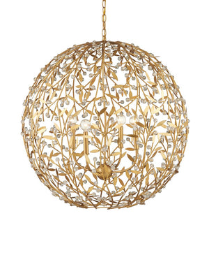 Currey & Company Secret Garden Gold Orb Chandelier - Elegant Biophilic Lighting With Handcrafted Crystal Accents Gold Crystal ,Wrought Iron 9000-1289-currey-company