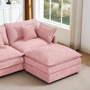 English Elm Modular Sectional Sofa - 102" L-Shaped Pink Couch Set With Movable Ottoman For Ultimate Comfort & Style W1359S00003