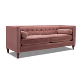 English Elm Jack 84" Modern Tuxedo Tufted Sofa, Ash Rose Pink Velvet