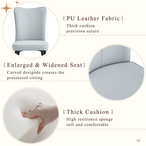 English Elm Table Set: Modern Black Wood Grain Mdf Dining Table With 6 Stylish Light Gray Pu Chairs For Luxury W1151S04184-GIGA