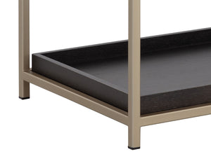 Sunpan Rebel Nightstand - Modern Oak Wood Design with Soft Closing Drawer and Elegant Gold Hardware Accents Large - 38W x 20D x 27.25H