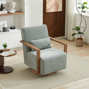 English Elm 29.13"w Boucle Swivel Accent Chair Open Back 360 Rotation Modern Lounge Seating Pale Green W3188P417949