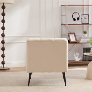 English Elm 24.4" Wide Modern Armless Velvet Accent Chair With Black Metal Legs For Stylish Home & Office Decor W3098P308777