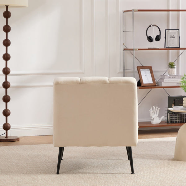 English Elm 24.4" Wide Modern Armless Velvet Accent Chair With Black Metal Legs For Stylish Home & Office Decor W3098P308777