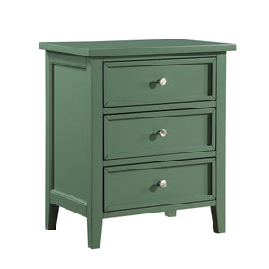 English Elm Luca 3-Drawer Nightstand with Dovetail Drawers and Metal Glides, Tapered Legs, No Assembly Required Antique Green B050P376950
