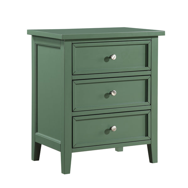 English Elm Luca 3-Drawer Nightstand with Dovetail Drawers and Metal Glides, Tapered Legs, No Assembly Required Antique Green B050P376950