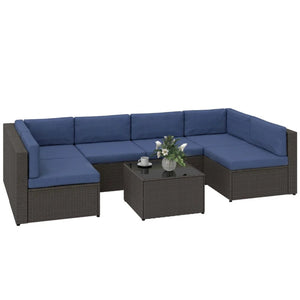 English Elm Modern Outdoor 5 Piece Patio Set with Rocking Chairs Sofa and Ottomans for Backyard T3971S00219