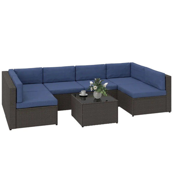 English Elm Modern Outdoor 5 Piece Patio Set with Rocking Chairs Sofa and Ottomans for Backyard T3971S00219