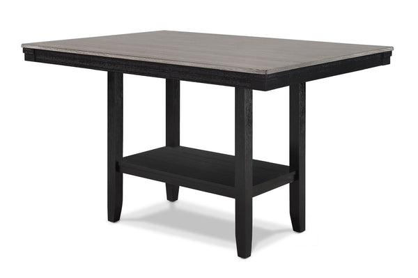 English Elm 1pc Counter Height Dining Table 42"x60" Light Gray Top with Bold Black Base – Modern Rectangular Oak-Style Craftsmanship B011P257345