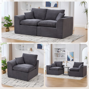 English Elm UNITED Cloud Couch Modular Sectional Sofa with Corduroy Cover, Ergonomic 2-Seater, No Assembly Needed Dark Gray W1568P371127