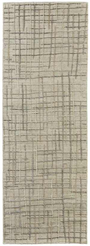 Feizy Rugs Kirkwood Hand Woven Viscose/Wool Rug With High-low Pile, Abstract Design For Elegant Home Decor Tan,Silver Viscose,Wool T08t8001bgeslvi36