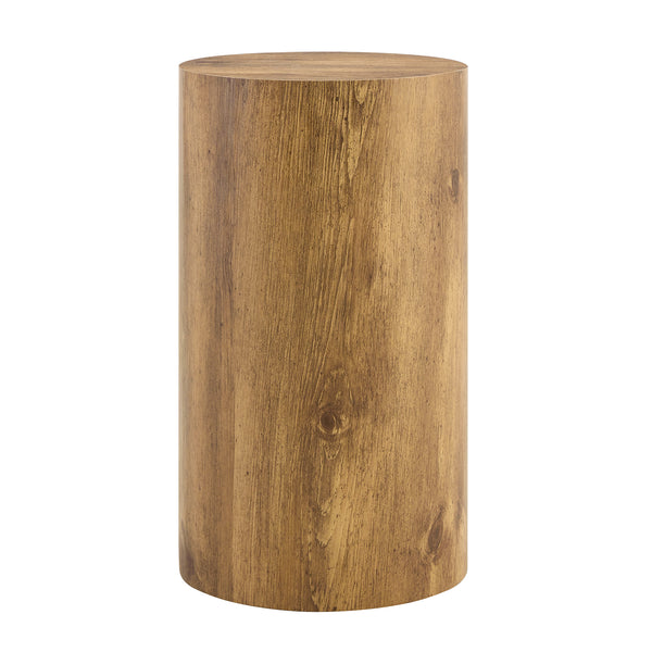 English Elm Modern Minimalist Wood Cylinder Coffee Table Set of 2 — Marble-Pattern MDF, Multi-Size, No Assembly Needed W1151S04196