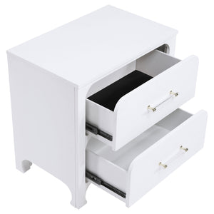 English Elm Helena Pearl White 2-Drawer Nightstand with Soft Curves, Spacious Storage, Modern Chic Bedroom Accent B062P299878
