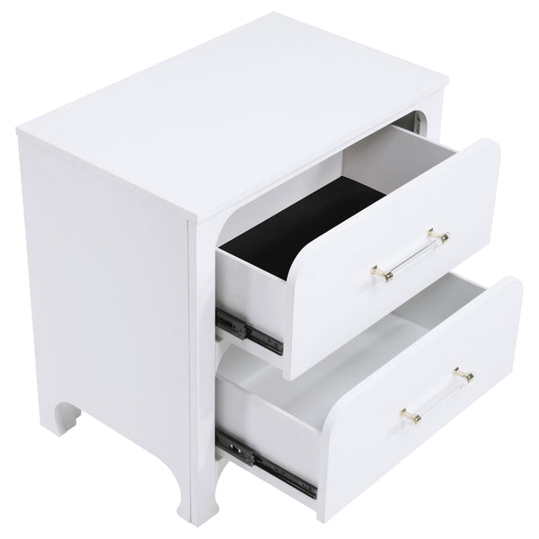 English Elm Helena Pearl White 2-Drawer Nightstand with Soft Curves, Spacious Storage, Modern Chic Bedroom Accent B062P299878