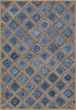 Unique Loom Braided Jute Bengal Hand Braided Geometric Rug Blue, Beige/Navy Blue 6' 1" x 9' 0"