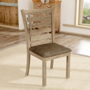 English Elm Set of 2 Ladderback Solid Wood Dining Chairs Weathered Farmhouse Kitchen Seating W2537P369841