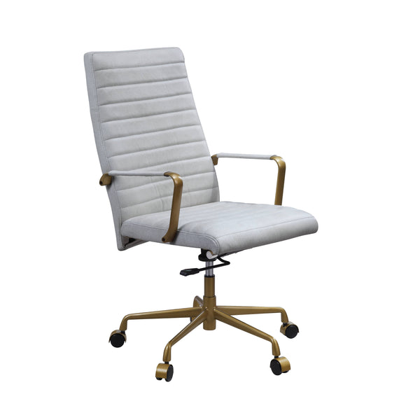 English Elm Duralo Vintage Off White Top Grain Leather Office Chair – 360° Swivel, Adjustable Height, Cushioned Comfort B2726P346935