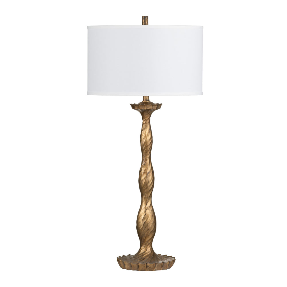 Crestview Collection 40.5"H Antique Gold Table Lamp - Elegant Candlestick Design With White Linen Shade & 3-way Socket   Cvavp2025