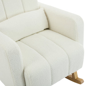 English Elm Christopher Knight Home® - Accent Rocking Chair In Cream White Teddy Velvet - Luxurious Comfort, Ergonomic Support & Style! N765P263906W