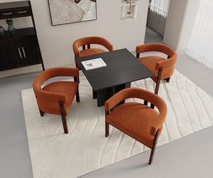 English Elm Modern Chenille Barrel Dining Chair with Metal Base, Plush Foam Seat, Compact Accent Seat for Home Orange W395P233458