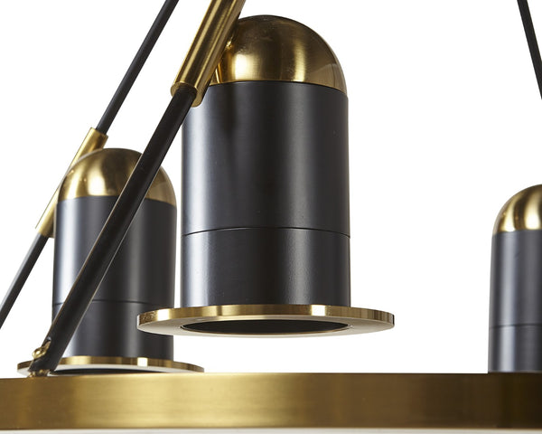 Sunpan DUNLOP Chandelier - Bold Modern Minimalist Lighting with Antique Brass & Clear Glass for Any Space 106795