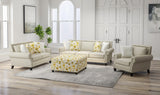 English Elm Wallace & Bay - Wallace & Bay  Foria Yellow Floral Storage Ottoman