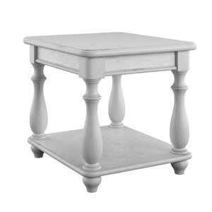 English Elm Wallace & Bay - Gray Square End Table with Oyster Coastal Finish, Solid Wood, Easy-Care 24" Square Accent Table B2709P212401