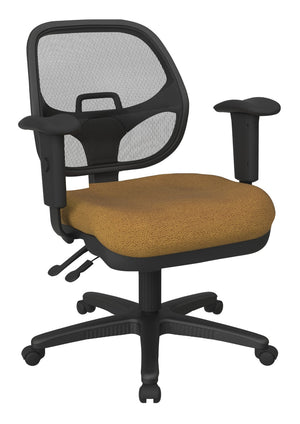 OSP Home Furnishings Ergonomic Mesh Task Chair with Lumbar Support and Pneumatic Height Adjustment for Office Brass 29024-K012