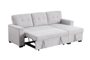 English Elm Jardin Woven Beige Sectional Sleeper Sofa with Reversible Storage Chaise for Living Rooms B2749S00247