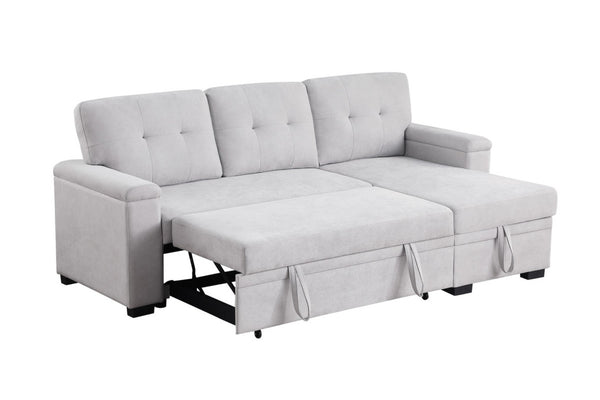 English Elm Jardin Woven Beige Sectional Sleeper Sofa with Reversible Storage Chaise for Living Rooms B2749S00247