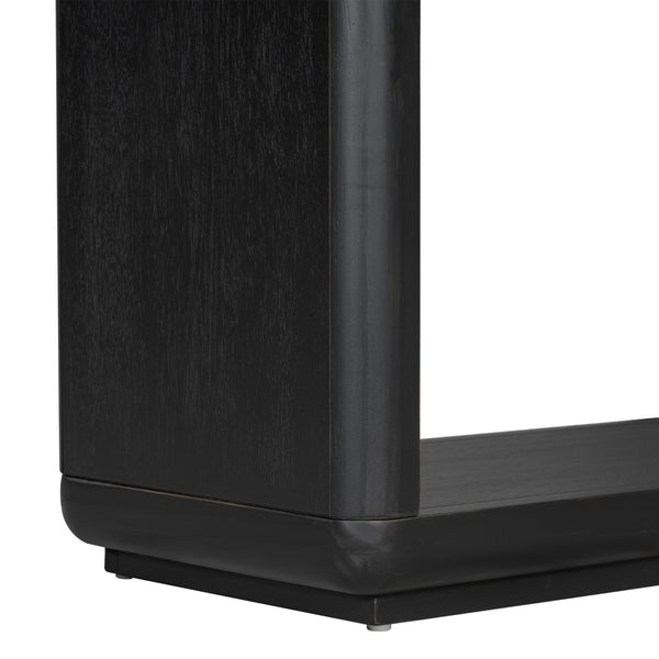 English Elm Mirod Acacia Veneer Console Table with U-base and Curved Edges for Entryway N760P237958B