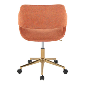 English Elm Margarite Contemporary Task Chair In Bold Orange Fabric & Gold Metal Base For Stylish Comfort B202P223906