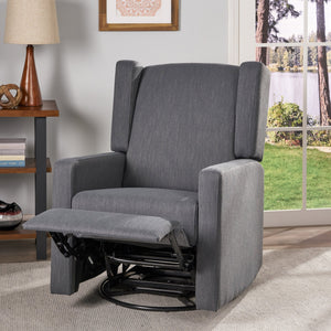 English Elm Christopher Knight Home® - Swivel Recliner Pushback Chair with Lever & Wingback Design, Space-Saving Swivel Recliner for Living Room Charcoal 67547.00CHAR
