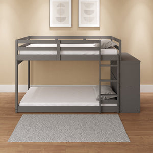 English Elm Gaston Gray Twin/Twin Bunk Bed with 4 Drawers & 3 Compartments, Slats, Fixed Ladder, 34" Clearance B2726S00490