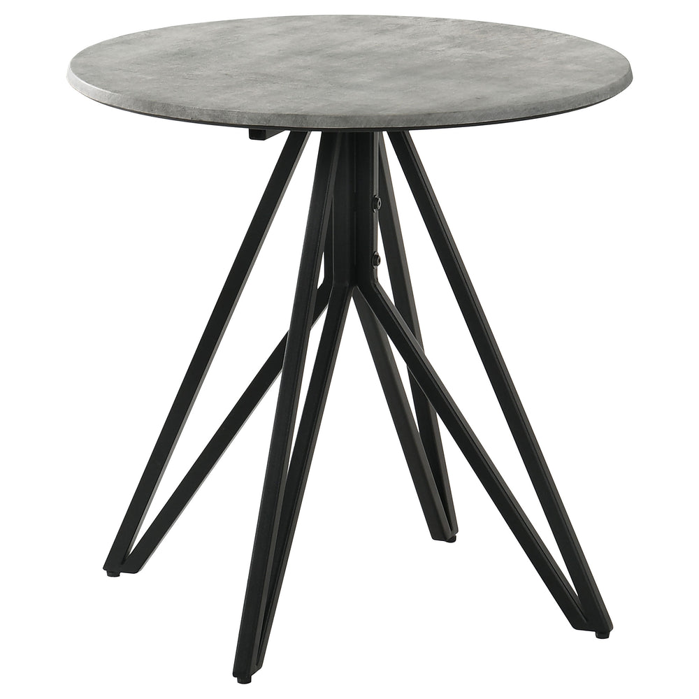 English Elm Hadi Cement Round End Table with Hairpin Iron Legs — Industrial Modern Texture, Durable Chic Finish B062P344951
