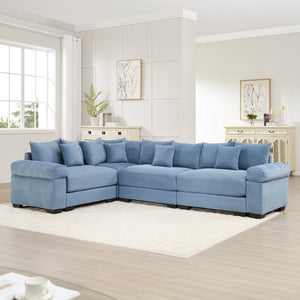English Elm Oversized Modular Sectional Couch For Ultimate Comfort, Ergonomic Design, 13 Pillows, Easy Assembly, Blue W714S01358-GIGA