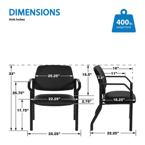 OSP Home Furnishings Big and Tall Guest Chair with Reinforced Metal Frame for Office Reception Waiting Rooms 55052B-R107