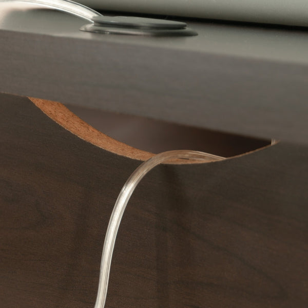 English Elm L-Shaped Desk In Elegant Brown Finish - Spacious Work Surface With Storage & Cable Management Solutions B356P367840