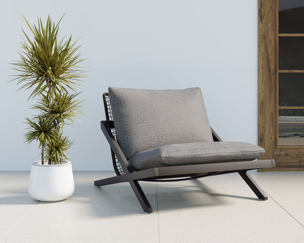 Sunpan Bari Lounge Chair - Timeless Outdoor Seating with Durable Teak and Weather-Resistant Design Charcoal / Gracebay Grey