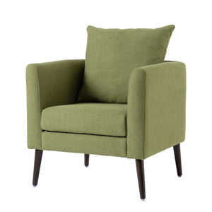 English Elm Modern Fabric Accent Chair - Ergonomic Chenille Armchair with Pillow, Wood Legs, Plush Seat for Living Room Bedroom Reception (Olive) W1028P188577