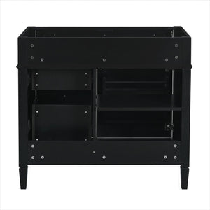 English Elm 36'' Modern Bathroom Vanity Cabinet with Tip-Out Drawer, Adjustable Shelf, Smooth Metal Slides, Solid Wood Frame Black N710P186084B