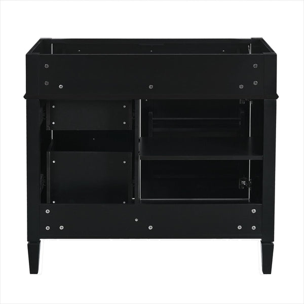 English Elm 36'' Modern Bathroom Vanity Cabinet with Tip-Out Drawer, Adjustable Shelf, Smooth Metal Slides, Solid Wood Frame Black N710P186084B