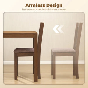 English Elm Comfortable Rubberwood Dining Chairs with Linen Fabric Cushioned Seats Set of 4 T3971P459573