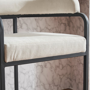 English Elm Modern Chenille Counter Stools Set of 2 — Upholstered Ergonomic Bar Chairs with Metal Frame & Armrests for Kitchen Island White W1901P264276