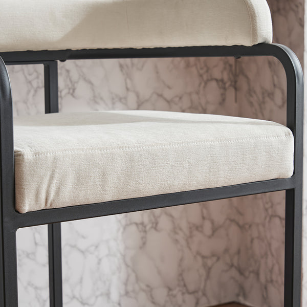 English Elm Modern Chenille Counter Stools Set of 2 — Upholstered Ergonomic Bar Chairs with Metal Frame & Armrests for Kitchen Island White W1901P264276